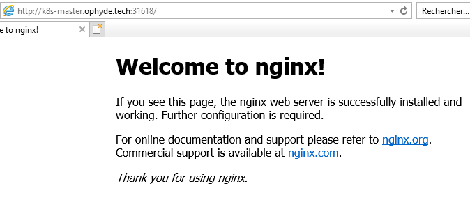 Welcome to nginx - page par défaut de nginx